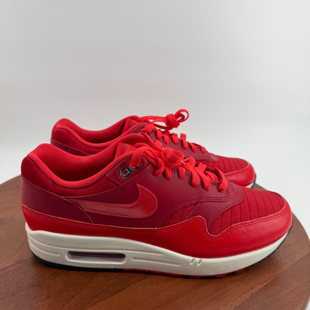 Nike Air Max 1 Mens Gym Red/University Red Leather Sneaker HQ3607-687 Size 10